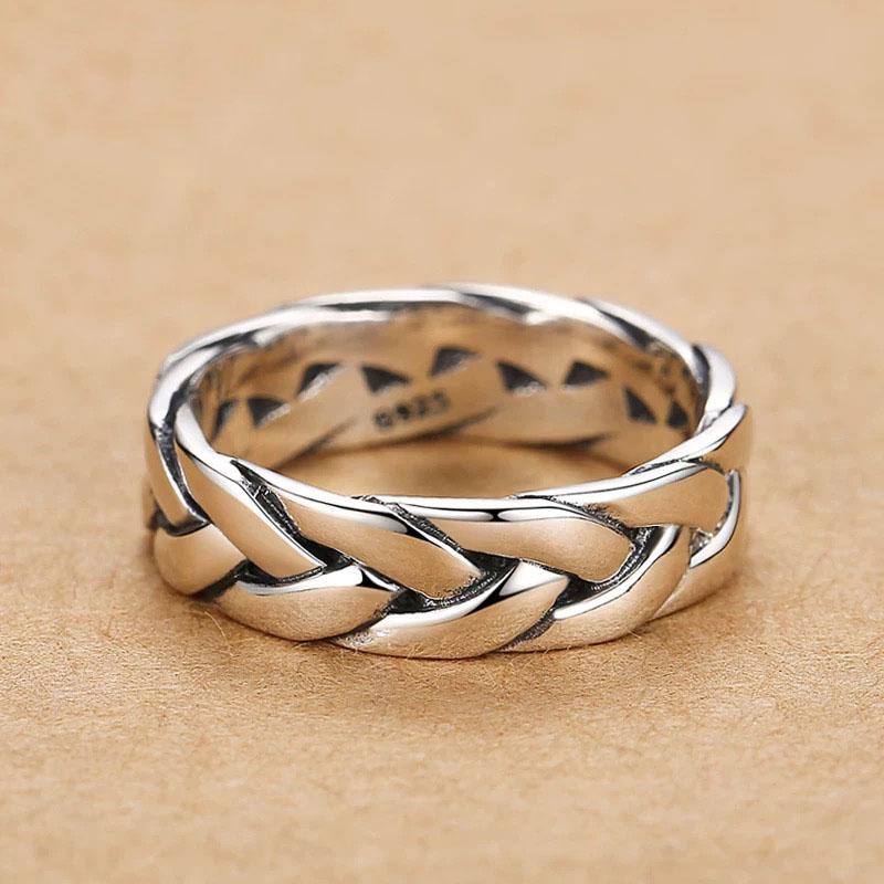 925 Silver Rings for Women Men Couple Minimalist Handmade Simple Twist Ring Party Jewelry Gift Prevent Allergy
