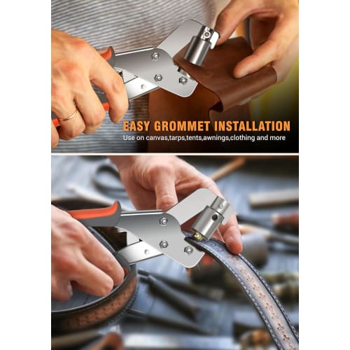 IWISS Grommet Kit, Eyelet Crimping Tool, Punch, Double-Sided Eyelet Punch, 3/8-Inch (10mm) Eyelets, Washers, 500-Piece Set, Belt Punch, Blue Sheeting,