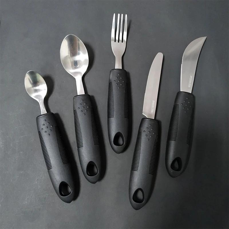 3/4/5Pcs/Set Elderly Adaptive Utensils Disabled Bendable Feeding Dinnerwares Parkinsons Self Training Spoon Fork Tableware