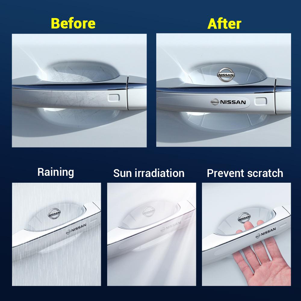 CGEZLH1 4/8Pcs Car Accessories Anti-wear Transparent Door Handle Protective Sticker For Nissan Qashqai J11 Leaf XTrail Tiida Juke Nismo