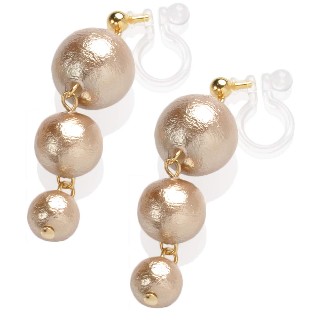

Metal cotton pierced resin made in Japan [R-days Daikanyama] allergy-friendly earrings, pearl, turikuru, non-pierced earrings, resin, earrings, бежевий