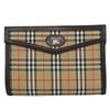 Used Burberrys Pouch Nova Check Canvas/leather Beige Dark Brown Accessory Case