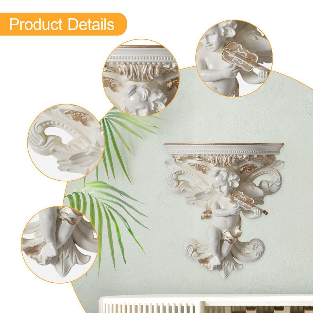 Candleholder Display On Floating Shelf with Angel Figurine for Dining Area