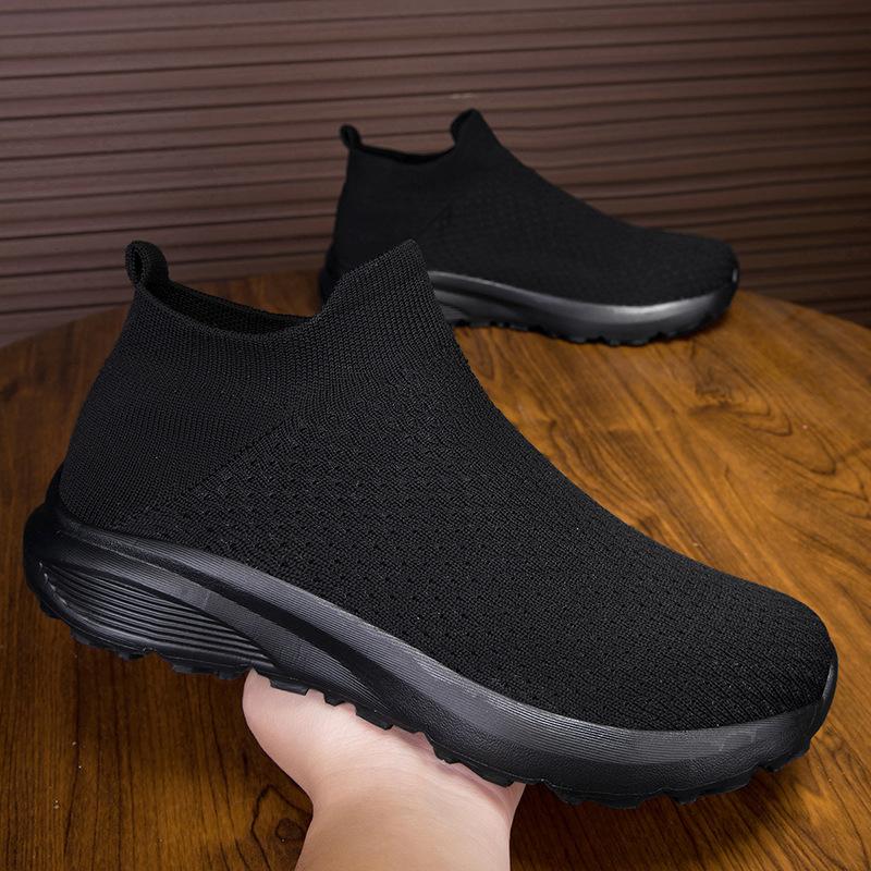 

Wide and fattened large-size men s shoes, fly-woven sports shoes, cover feet, one pedal, casual shoes, socks, shoes, breathable wide-head shoes 38