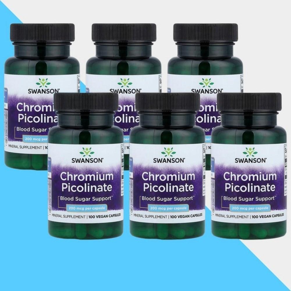 Chromium CAPSULES Swanson Chromium Picolinate 200mcg 100 Capsules 6 pcs 100