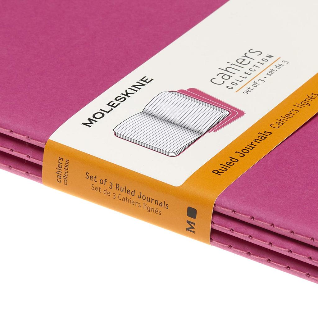 Moleskine Notebook Cahier Journal Set of Large Kinetic Pink CH016D17 3, Lined, Size,