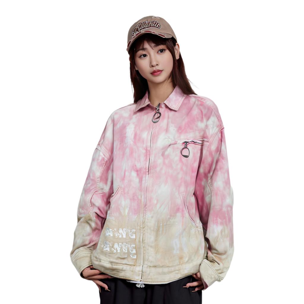 Li-Ning Badfive Tie-Dye Loose Sports Jacket Women Jackets Pink Apricot AFDR380-2