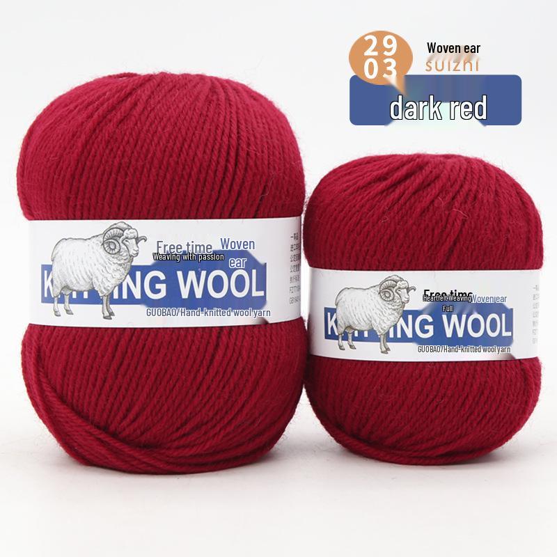 Wool Yarn Hand-Knitted Sweater Scarf Hat - Pure Color Four-Strand Yarn Ball