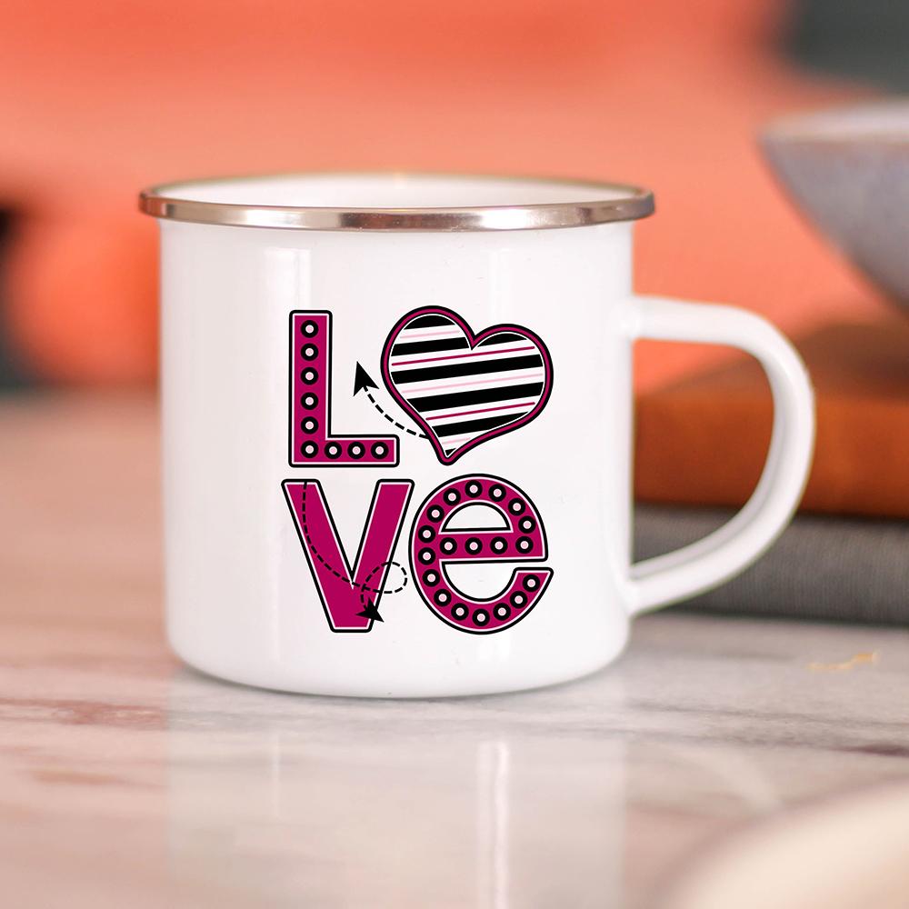 Bride Bridegroom Creative Enamel Coffee Mugs Marry Party Wine Beer Drink Juice Cocoa Cups Lovers Milk Water Mug Valentines Gifts