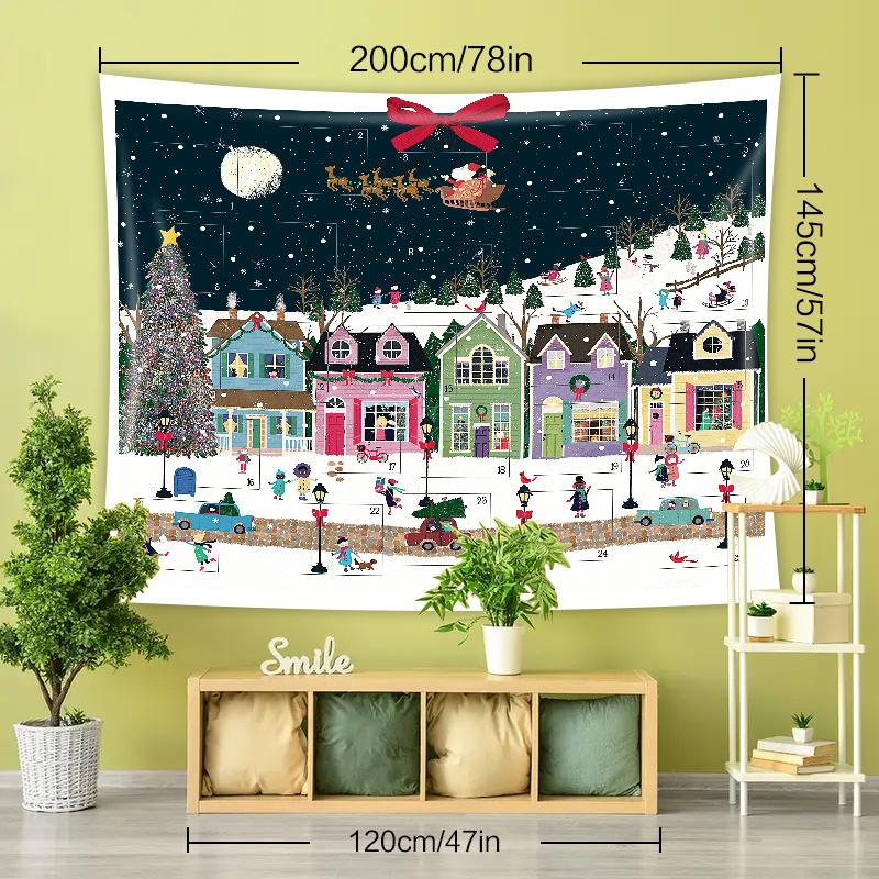 Noel Baskılı Polyester Goblen Duvar Asılı Oturma Odası Yatak Odası Yurt Odası Dekor Ev Dekor Plaj