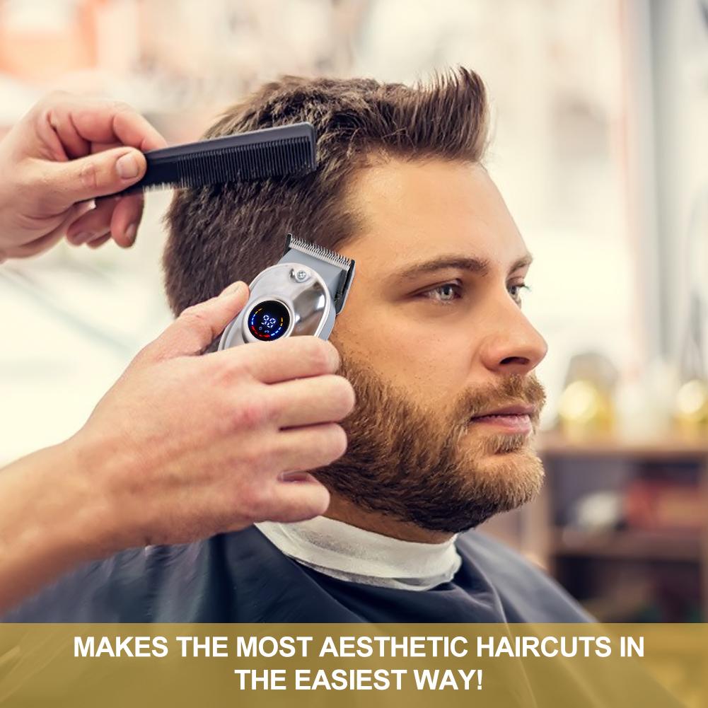Hatteker Electric Trimmer  LCD Digital Display Cordless Haircut Kit with Professional Barber-Grade Cutting for Precision Shave Styling