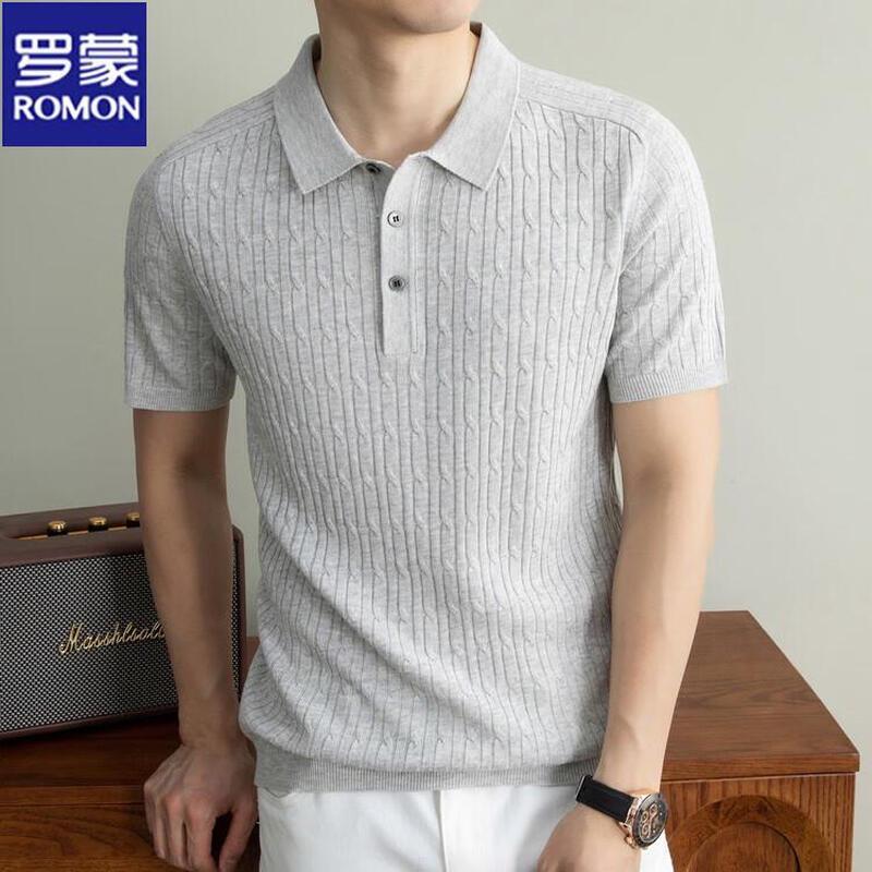 

ROMON Men s Knitted Short-Sleeve Polo Shirt XL