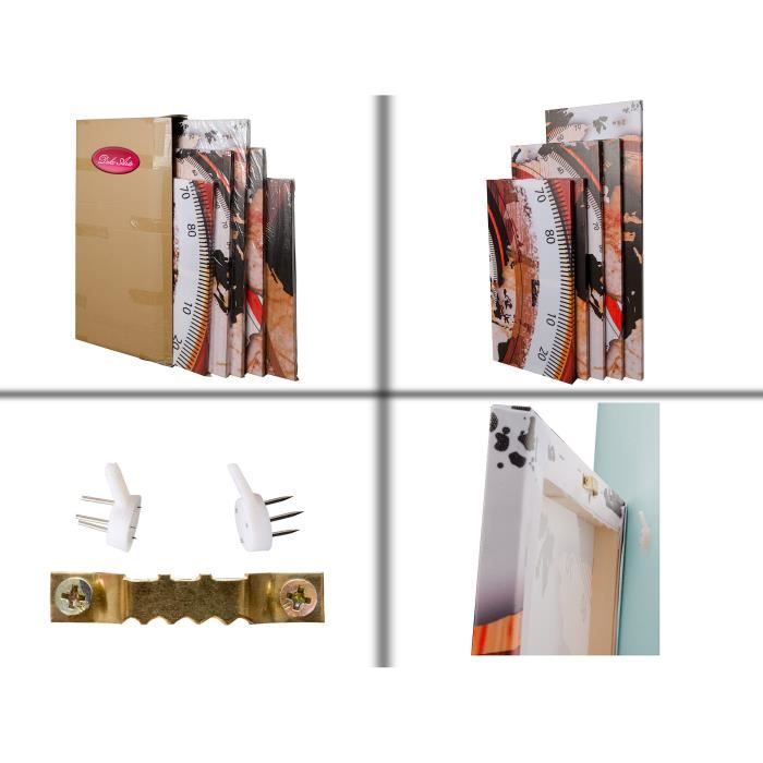 Tableau Décoration Moderne - DEKOARTE - Impression Sur Toile - 5 Pièces - 180 x 85 cm - Abstrait Rouge Bleu