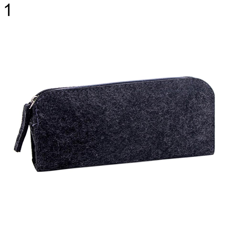 Stationeries Round/Flat Zipper Large Capacity Student Stationery Storage Pen Bag Pencil Case
