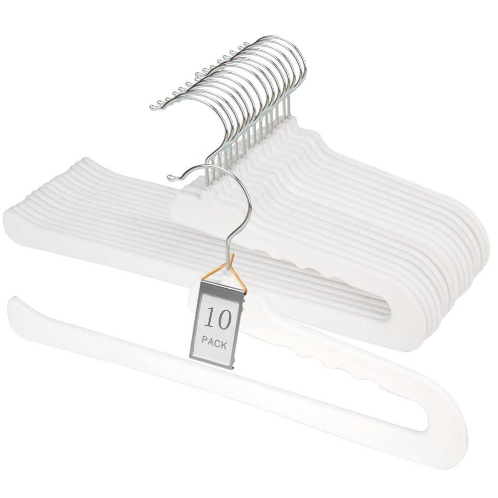 10PCS White Clothes Hanger Slim Design Velvet Hangers Trouser Hanger  Closet Organization