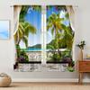 2pcs Fashionable Balcony Scenery Printed Curtain for Home Decor - Rod Pocket Window Treatment for Bedroom, Office and Kitchen