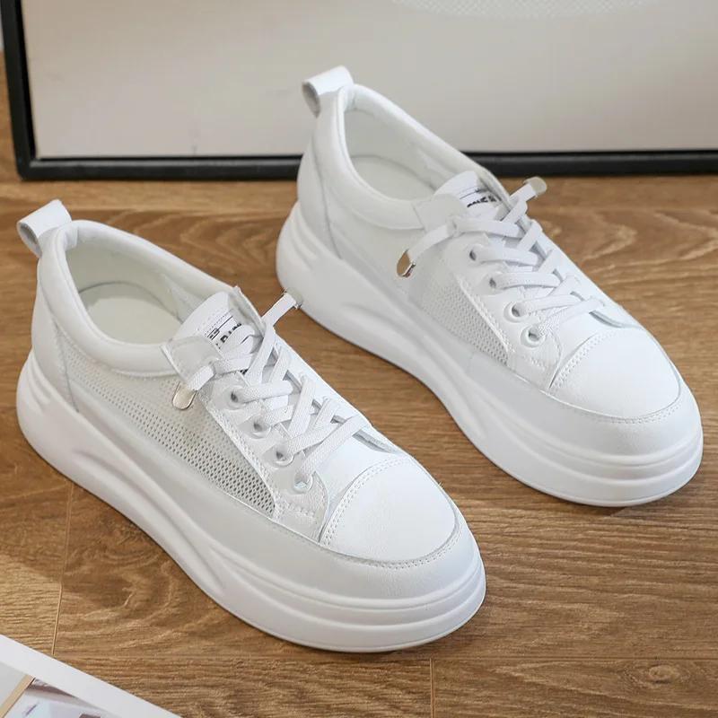 Fashion Sneakers Women 2025 Spring Autumn Versatile Matsuke Increase Breathable Leisure Board Shoe Female Woman Shoes platform sneakers