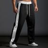 Fashion trousers men's trousers autumn and winter splicing colour collision loose straight drawstring casual trousers men