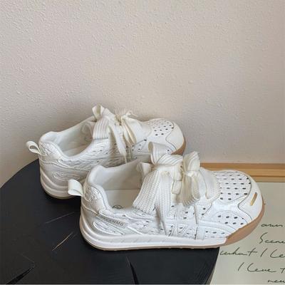 Thick-soled Big-head Mesh Shoes Women's Breathable Mesh 2025 New Summer Thin Pink German Training Shoes Heightening with Skirts
