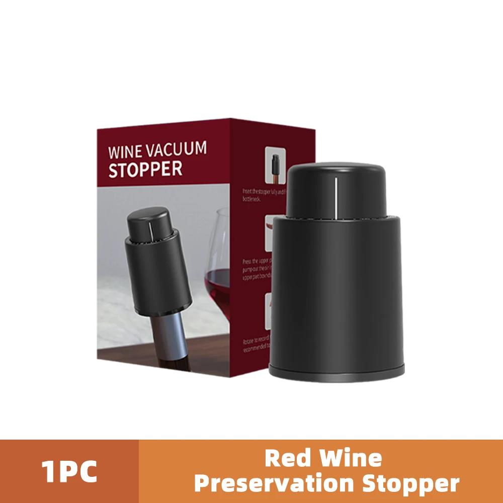 1/2pc Vacuum Wine Bottle Cap Stopper Sealed Storage Vacuum Memory Wine Stopper Push Style Barware Wine Cork Black Bar Tools 7