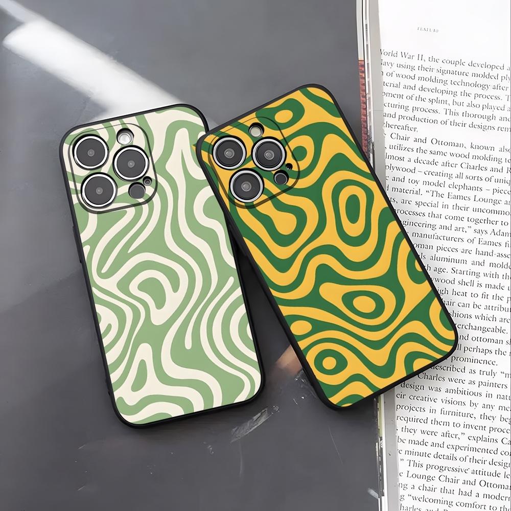 Green Texture Phone Case For IPhone 17 Pro Max 16 15 14 Pro Max 13 11 X Xs Xr 8 7Plus Silicone Cover