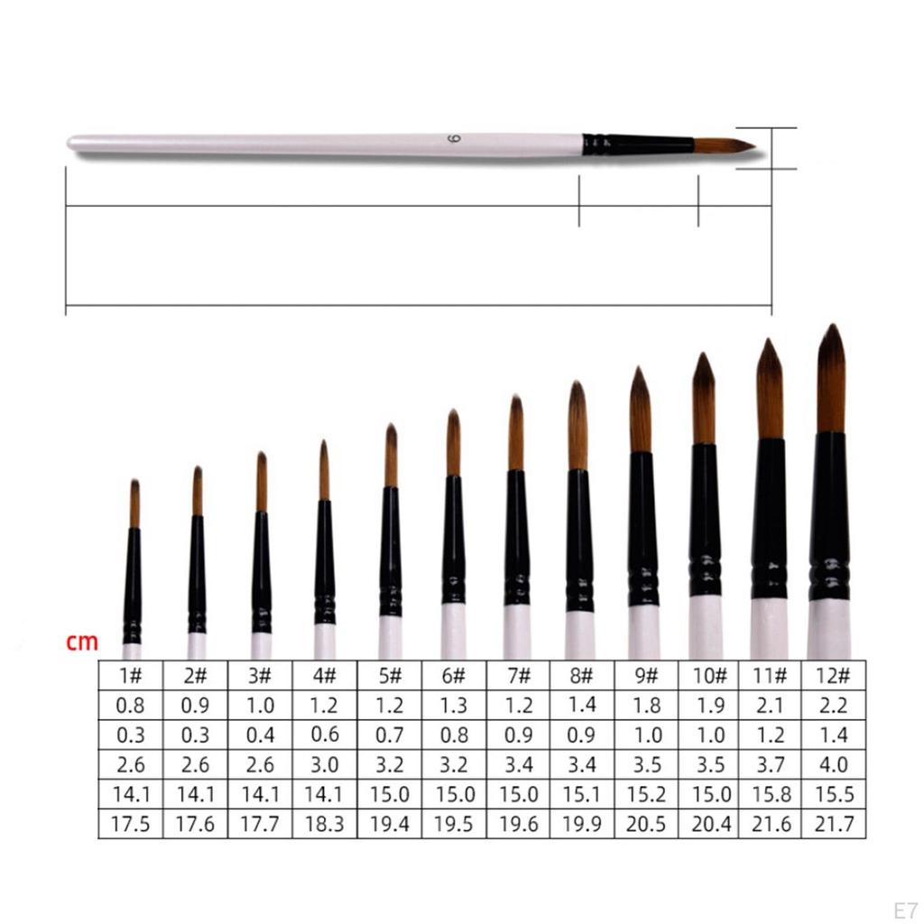 12db / Szett Artist festőecset készlet, fa nyelű akrilfesték nylon Art