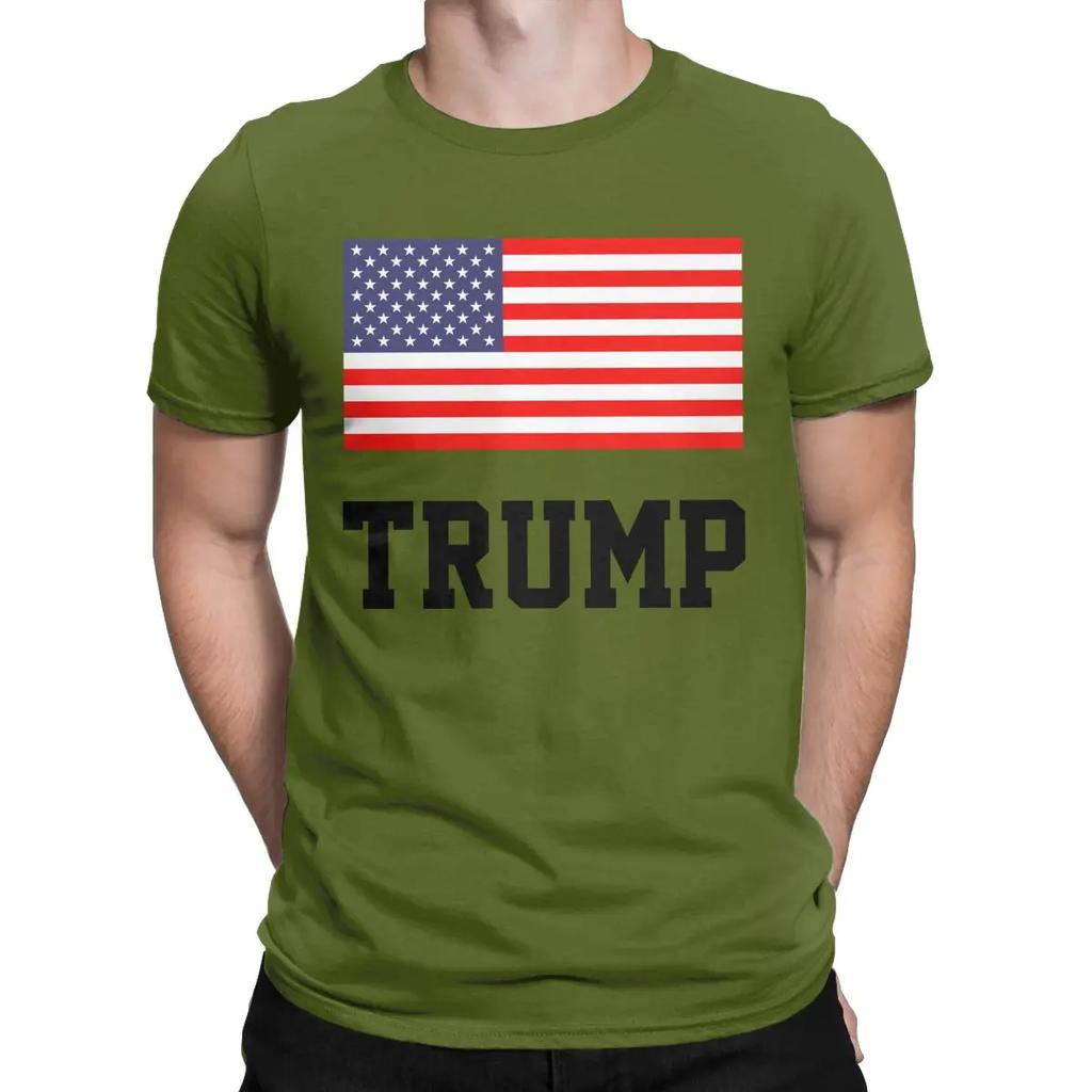 T-shirt da uomo Donald Trump Bandiera Americana Presidente Pazzo Puro Cotone Maglietta Manica Corta T-shirt Girocollo Abbigliamento Nuovo
