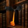 Flame Effect Lamp Dragon Bookshelf Nook Light, 3D Printed Fire-Breathing Fantasy Flying Dragon, Shelf Accent Book with LED Gothic Library Decor, Gift