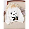 Crewneck Sweatshirt for Girls Featuring an Adorable Panda Enjoying Bubble Tea. It'S Machine Washable