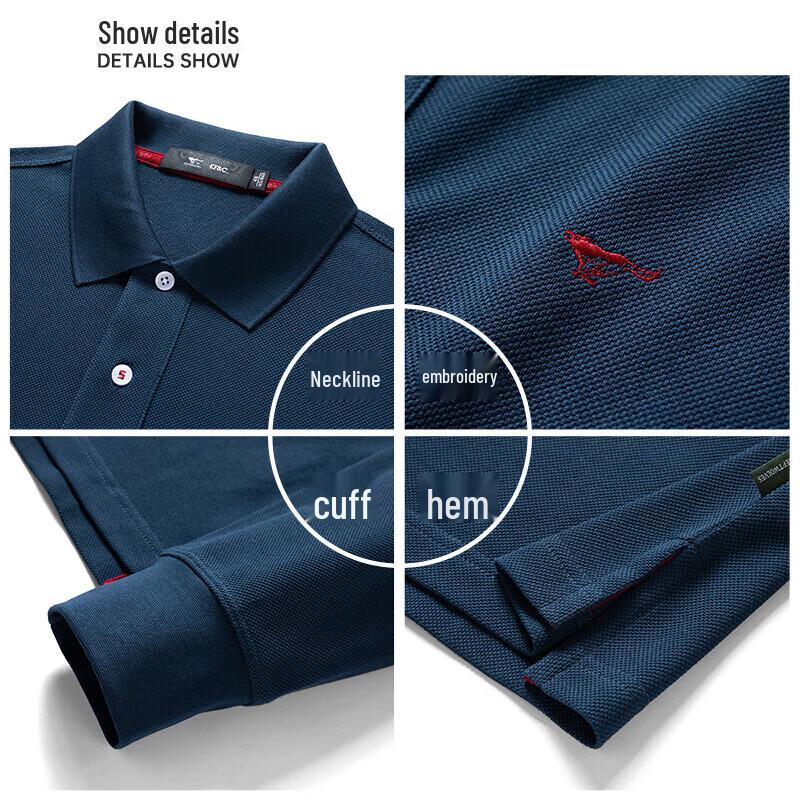 Seven Wolves Men's Pure Cotton Long-Sleeve Polo T-Shirt