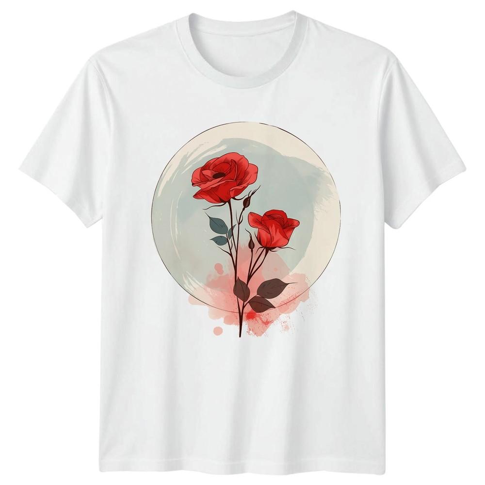 Elegant Red Rose Artwork Unisexs TShirt Art Botanical Birthday Gift For Her S