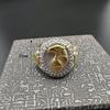 Mens Titanium Steel Eagle Ring With Gold Plating Rhinestones Hip Hop Style Adjustable Size