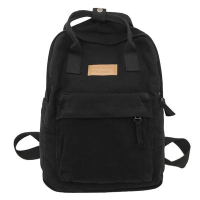 Casual College Students Backpack Cotton Canvas Traveling Commuting Backpacks Large Capacity Solid Color Leisure Handbag