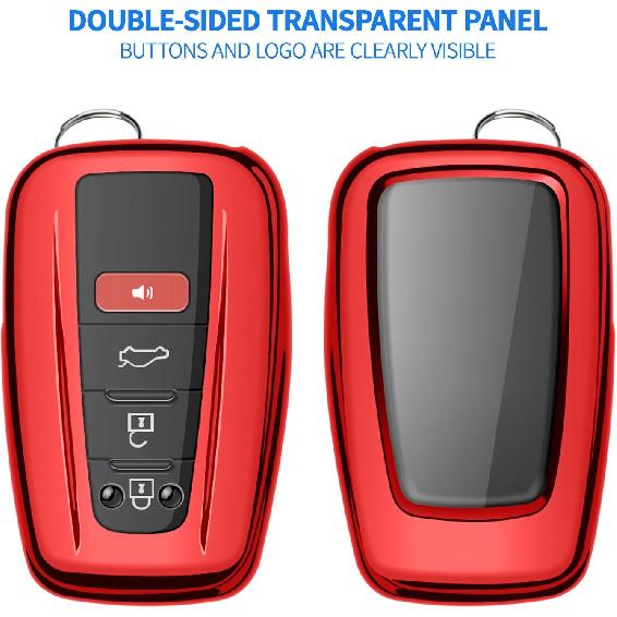 Autophone for Toyota Rav4 Key Fob Cover with Keychain Soft TPU Key Shell Case,Compatible With -2025 Rav4 Smart Key-Red