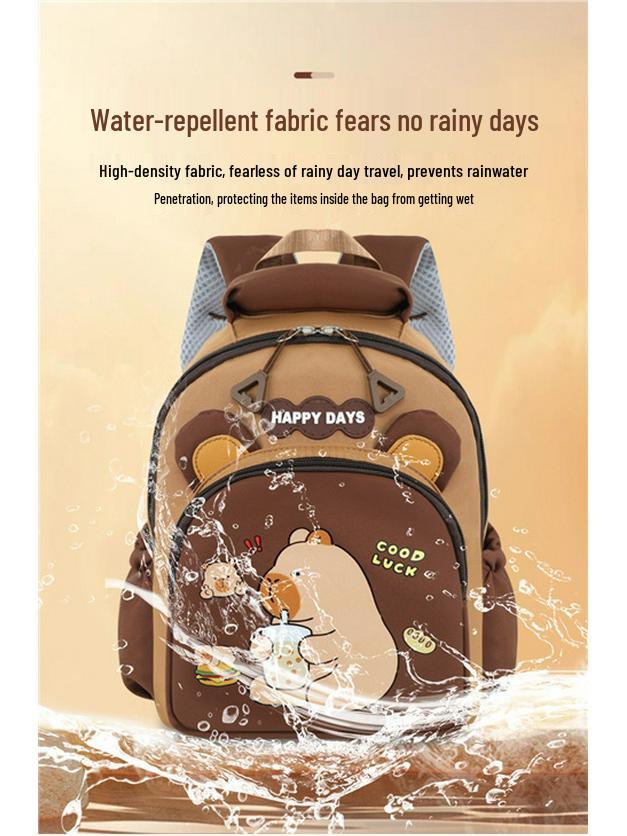 Capybara Kids' Lightweight Large-Capacity Water-Repellent Double Shoulder Backpack