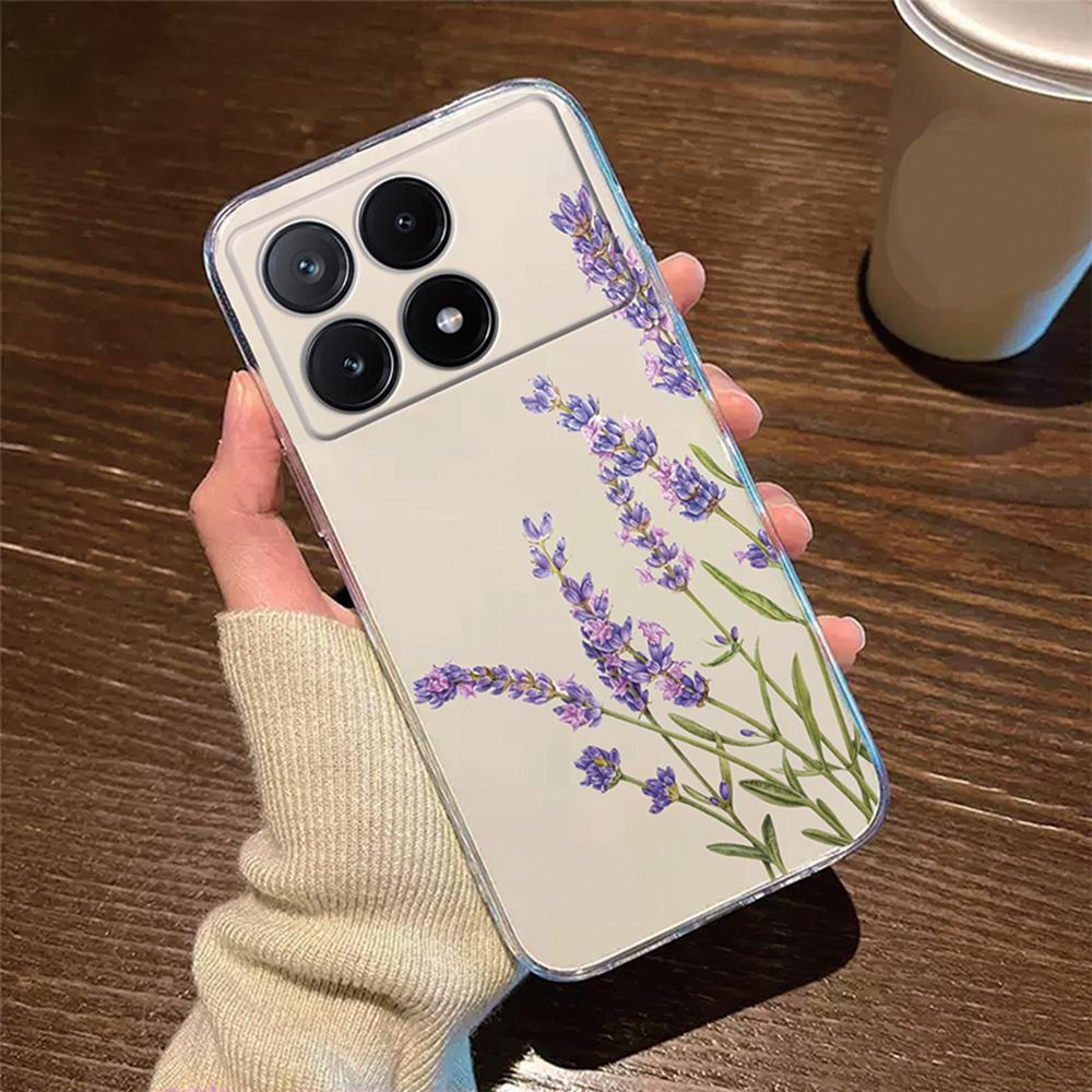 Phone Case For Xiaomi Poco X6 X5 X4 M4 Pro Rose Flower Oil Painting Protection Clear Couple Transparent Daisy PocoX6 Pro Cover