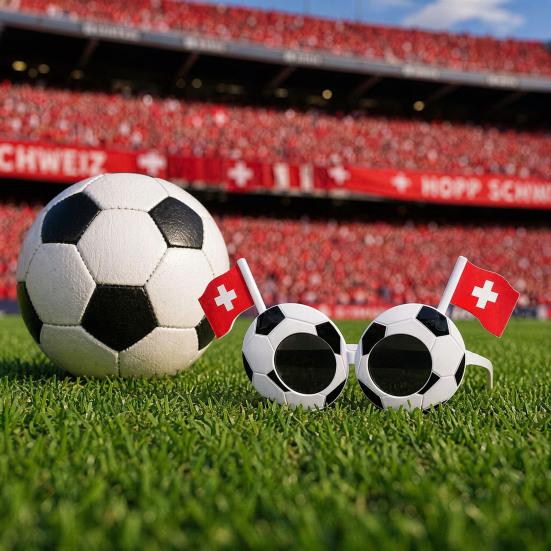 Fußball-Event-Sonnenbrillen, Stadion-Jubel-Sonnenbrillen, Schwarz-Weißer Fußballrahmen, Nationalflaggen-Sonnenbrillen, Neuartige Foto-Requisiten für Partys