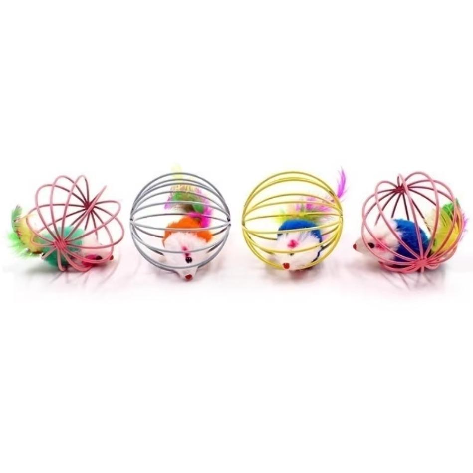 1 Pcs Cat Dog Pet Novelty Toy Pet Supplies Interactive Cat Toy Mouse Toy Funny Caged Mouse Pet Toy Rat Ball Random Color