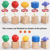 Wooden Montessori Early Learning Screw Building Blocks Shape Toy For Kids Handeye Coordination Development