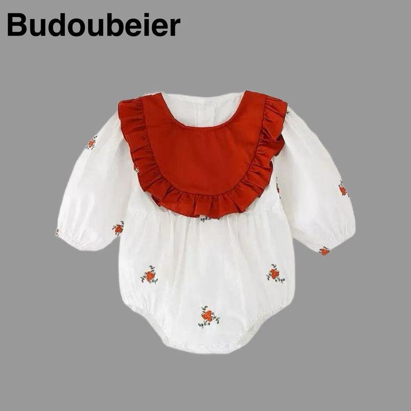 

British Baby Spring and Autumn Clothing, Baby Girl Jumpsuit, Princess Romper, Full Moon and Hundred Days Outing Jumpsuit Red 59 cm