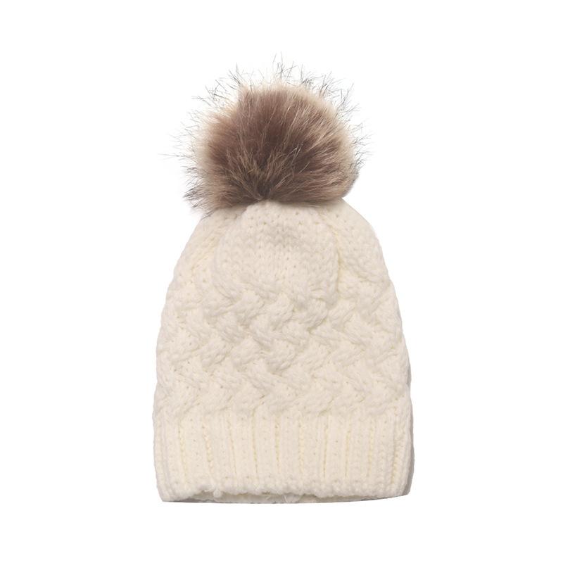 New children's knitted hat infant warm cold hat girl baby child solid color wool hat winter