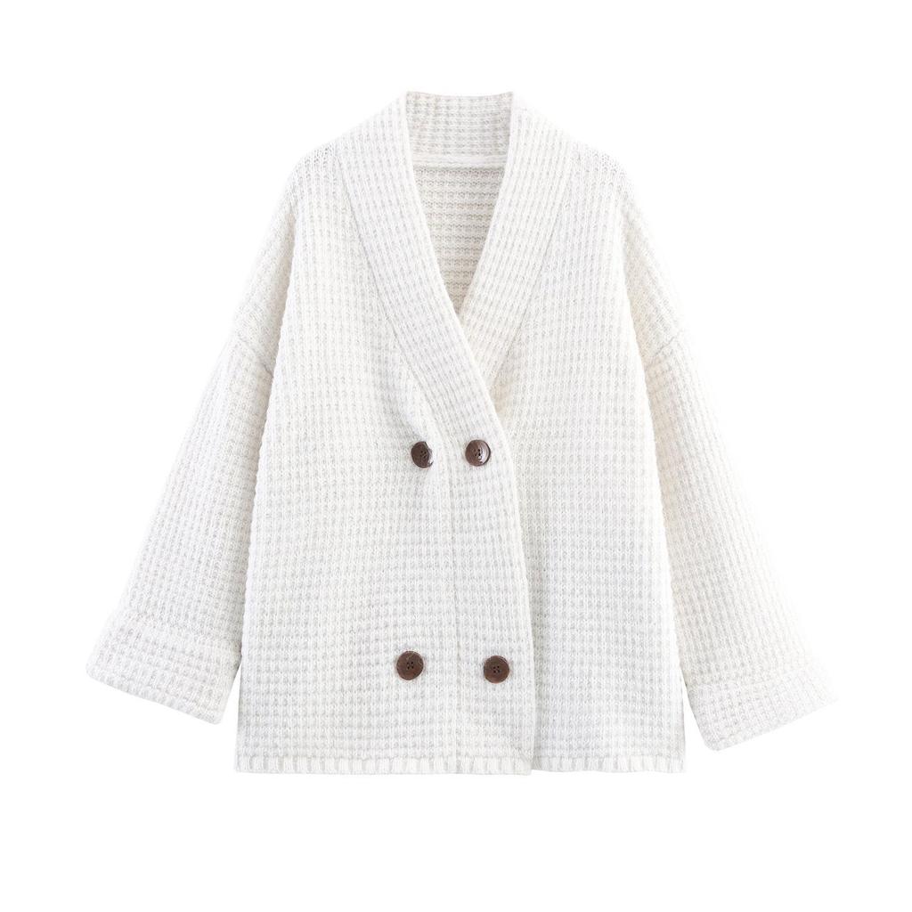 Autumn/Winter Women's European-Style Double-Breasted Knit Sweater Coat