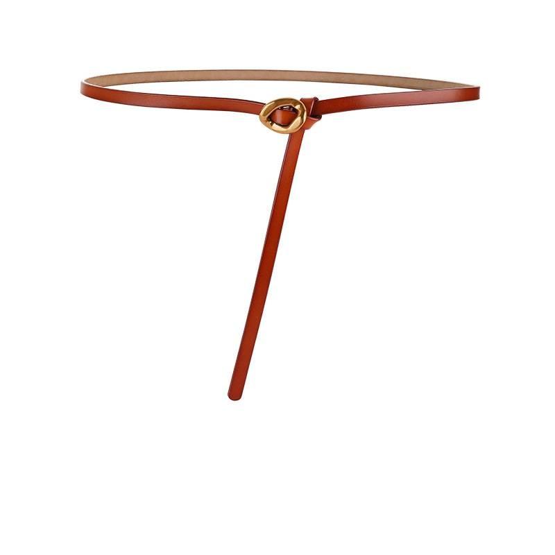 Genuine Leather Womens Slim Belt With Metal Buckle For Office And Casual Wear