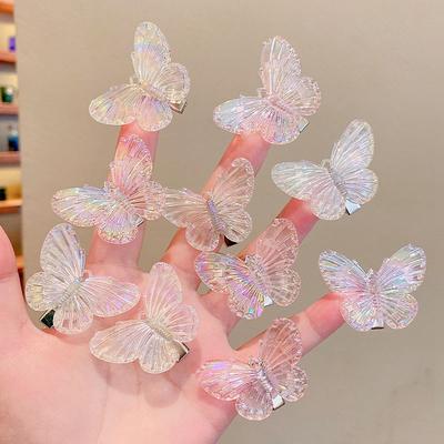 Nuovo Fermaglio per Capelli a Farfalla Semicoprente Sfumato Donna Semplice Moda Dolce Clip a Becco d'Anatra per Vacanza Accessori per Capelli