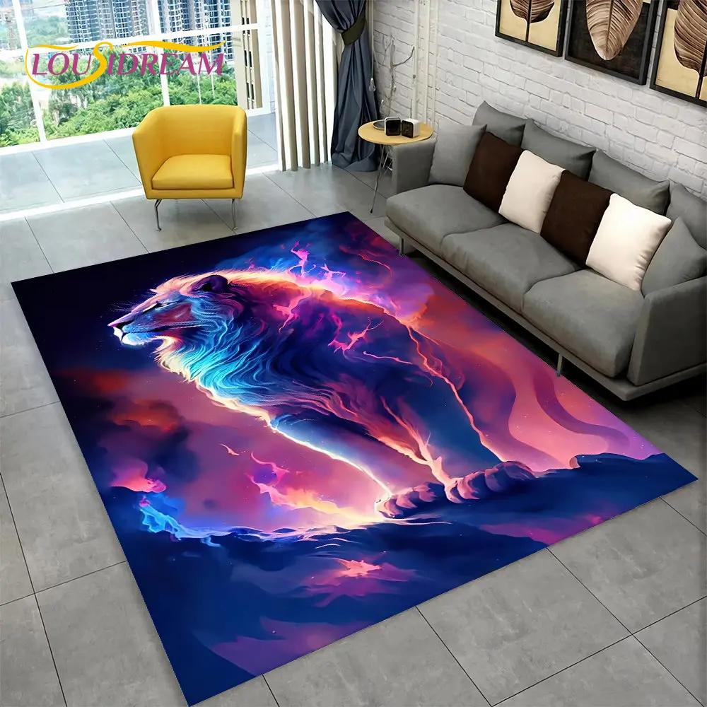Novo tapete grande de área de animal de leão de sonho 3D, tapete de carpete para sala de estar, quarto, sofá, capacho de decoração, tapete de chão antiderrapante para brincadeira de criança
