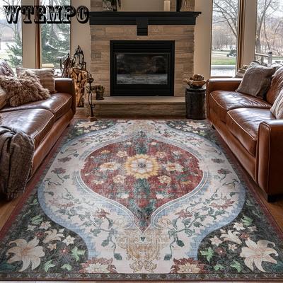 Bohemian Style Carpet Living Room Large Carpet Rectangular Coffee Table Dirt Resistant and Dust-proof Carpet