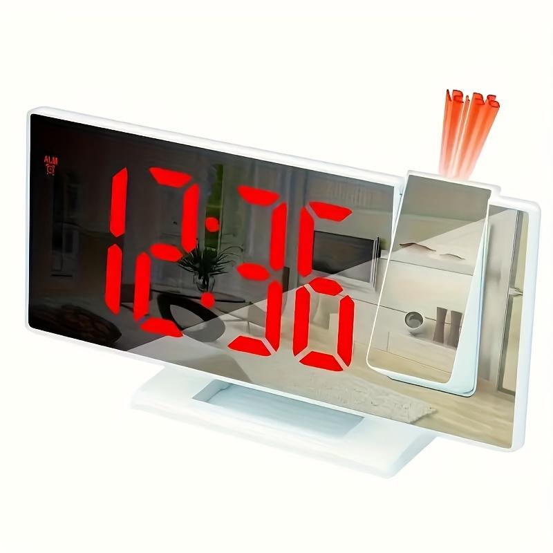 Projection Alarm Clock Multifunction Intelligent Luminous Clock Bedroom Large Screen Digital Clock 180℃ Back and Celling Projec