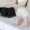 Summer Ice Silk Layered Pumpkin Skirt with Lace Leggings