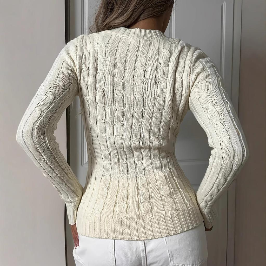 YYFS Women's Fashion Casual Fall Winter Solid Color Print Long Sleeve V-Neck Sweaters
