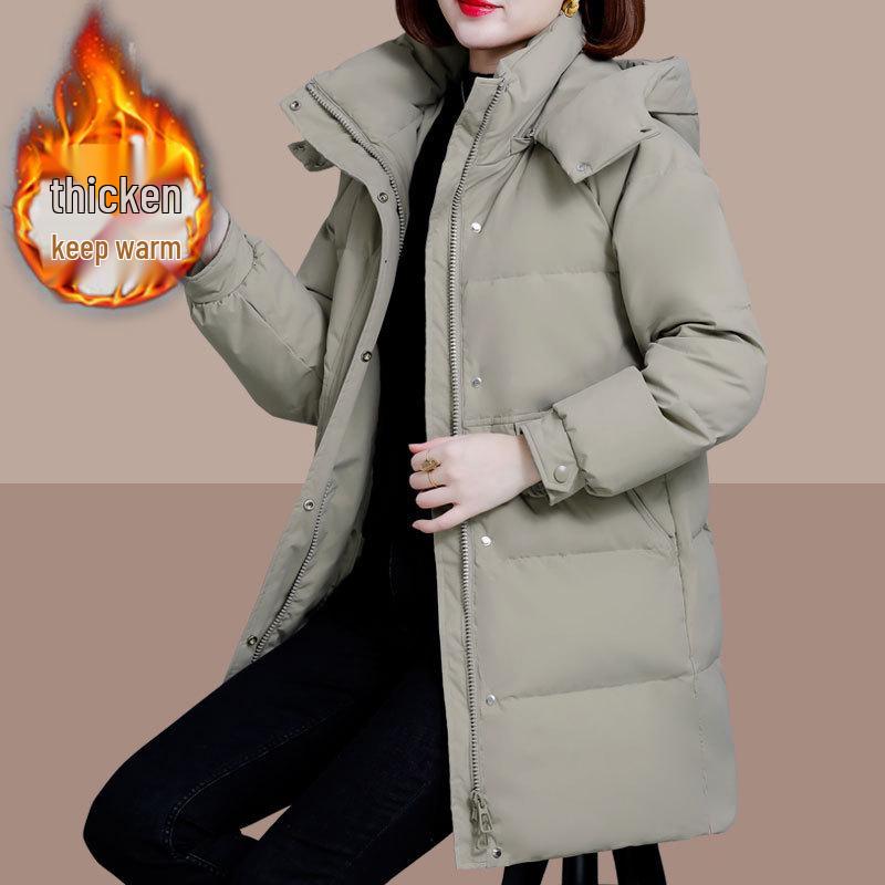 Women's Mid-length Quilted Cotton Coat: 2024 Winter Loose Plus Size, Thickened & Padded Jacket